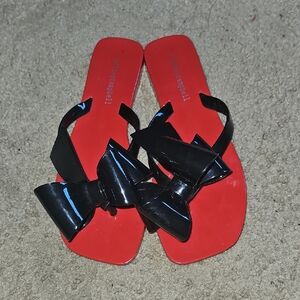 JEFFREY CAMPBELL Women’s Size 6 Red Sugary Sandals Flip Flops With Bow Coquette